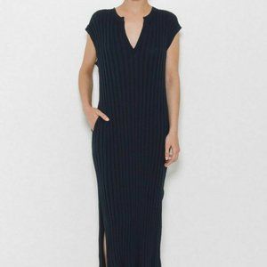 Toteme Navy Blue Ribbed Knit Bahia Dress